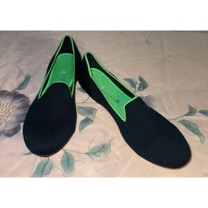 New Rothy's Forest Green and Neon Green Loafers Size 10W